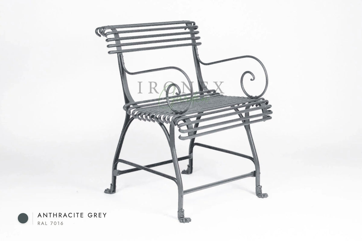 Arras US Armchair with Claws in Anthracite Grey RAL 7016 – hand-forged wrought iron by Ironex Garden