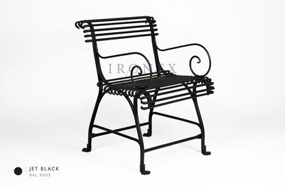 Arras US Armchair with Claws in Jet Black RAL 9005 – hand-forged wrought iron by Ironex Garden