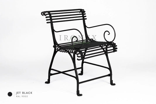 Arras US Armchair with Claws in Jet Black RAL 9005 – hand-forged wrought iron by Ironex Garden