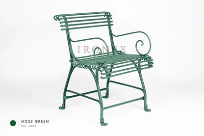 Arras US Armchair with Claws in Moss Green RAL 6005 – hand-forged wrought iron by Ironex Garden