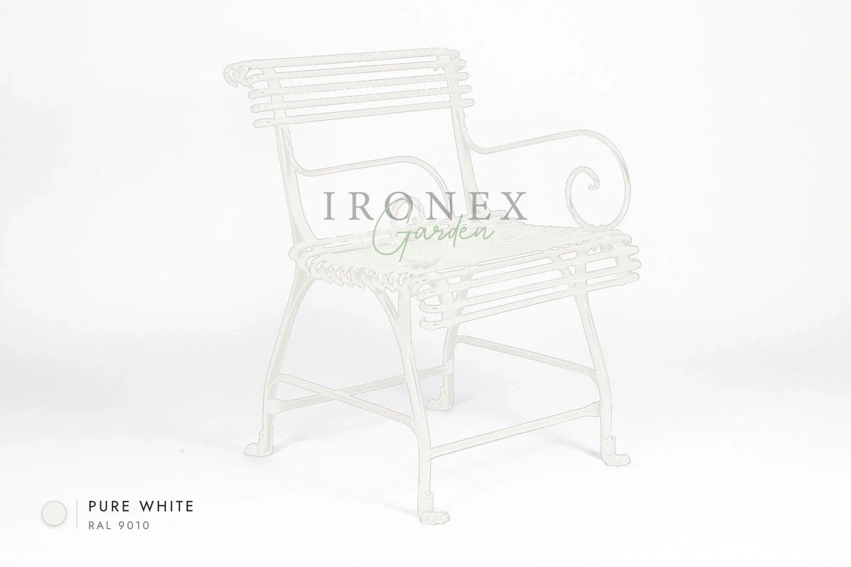 Arras US Armchair with Claws in Pure White RAL 9010 – hand-forged wrought iron by Ironex Garden