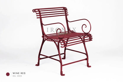 Arras US Armchair with Claws in Wine Red RAL 3005 – hand-forged wrought iron by Ironex Garden