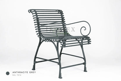 Arras US Armchair Full with Hooves in Anthracite Grey RAL 7016 – hand-forged wrought iron by Ironex Garden