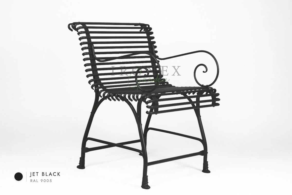 Arras US Armchair Full with Hooves in Jet Black RAL 9005 – hand-forged wrought iron by Ironex Garden