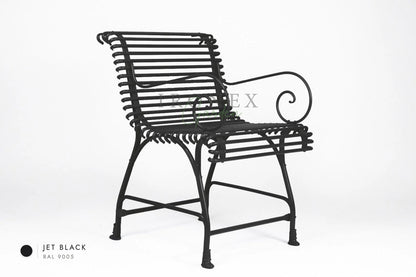 Arras US Armchair Full with Hooves in Jet Black RAL 9005 – hand-forged wrought iron by Ironex Garden
