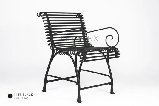Arras US Armchair Full with Hooves in Jet Black RAL 9005 – hand-forged wrought iron by Ironex Garden