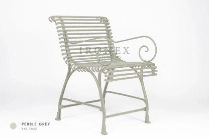 Arras US Armchair Full with Hooves in Pebble Grey RAL 7032 – hand-forged wrought iron by Ironex Garden