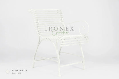 Arras US Armchair Full with Hooves in Pure White RAL 9010 – hand-forged wrought iron by Ironex Garden