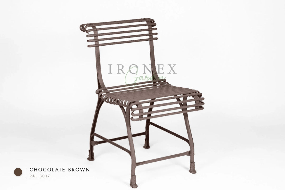 Arras US Chair in Chocolate Brown RAL 8017 – hand-forged wrought iron by Ironex Garden