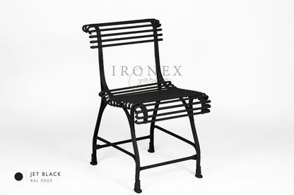 Arras US Chair in Jet Black RAL 9005 – hand-forged wrought iron by Ironex Garden