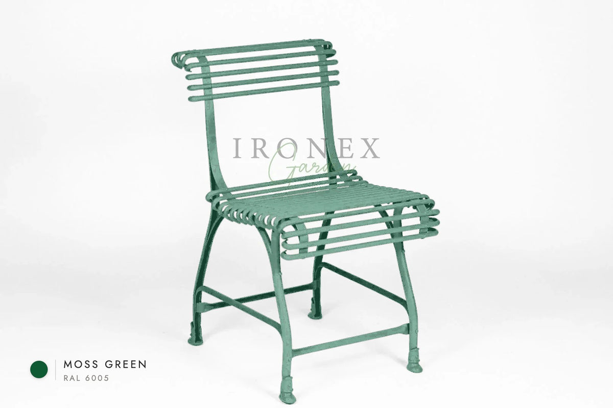 Arras US Chair in Moss Green RAL 6005 – hand-forged wrought iron by Ironex Garden