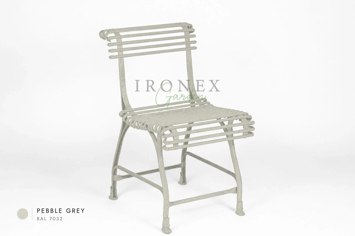 Arras US-Stuhl in Kieselgrau RAL 7032 – handgeschmiedetes Schmiedeeisen von Ironex Garden