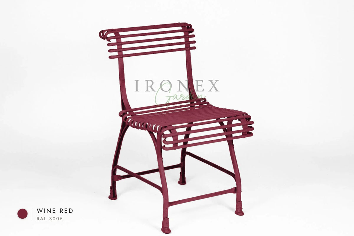 Arras US-Stuhl in Weinrot RAL 3005 – handgeschmiedetes Schmiedeeisen von Ironex Garden