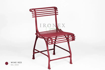 Arras US Chair in Wine Red RAL 3005 – hand-forged wrought iron by Ironex Garden