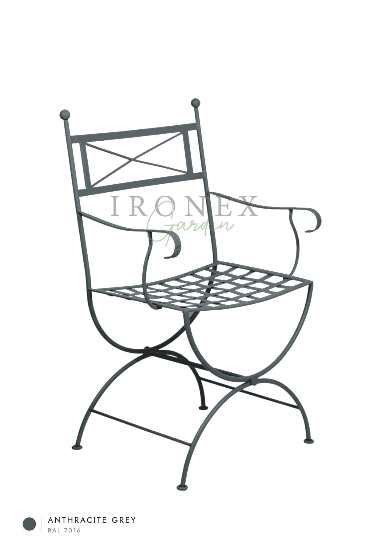 Eden Armchair in Anthracite Grey RAL 7016 – hand-forged wrought iron by Ironex Garden