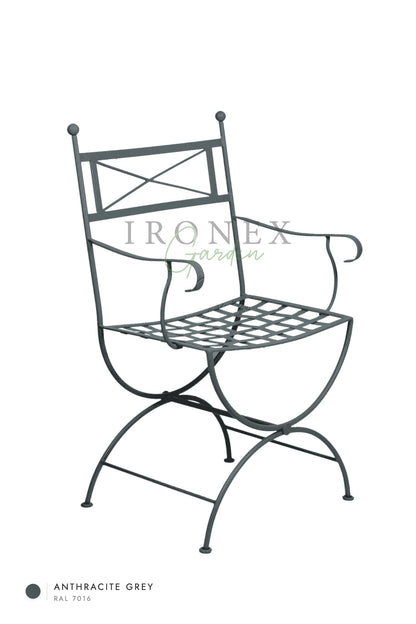 Eden Armchair in Anthracite Grey RAL 7016 – hand-forged wrought iron by Ironex Garden