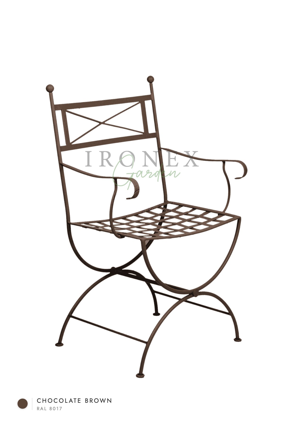 Eden Armchair in Chocolate Brown RAL 8017 – hand-forged wrought iron by Ironex Garden