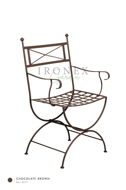 Eden Armchair in Chocolate Brown RAL 8017 – hand-forged wrought iron by Ironex Garden