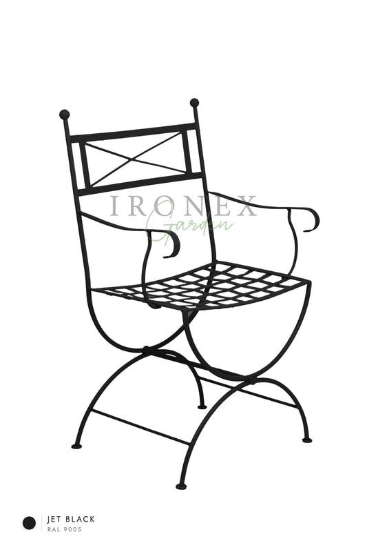 Eden Armchair in Jet Black RAL 9005 – hand-forged wrought iron by Ironex Garden