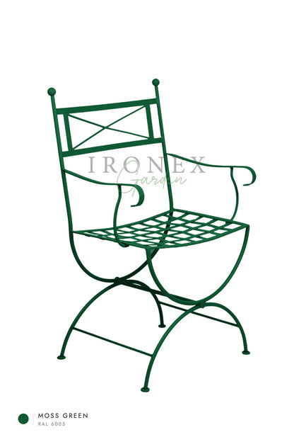 Eden Armchair in Moss Green RAL 6005 – hand-forged wrought iron by Ironex Garden