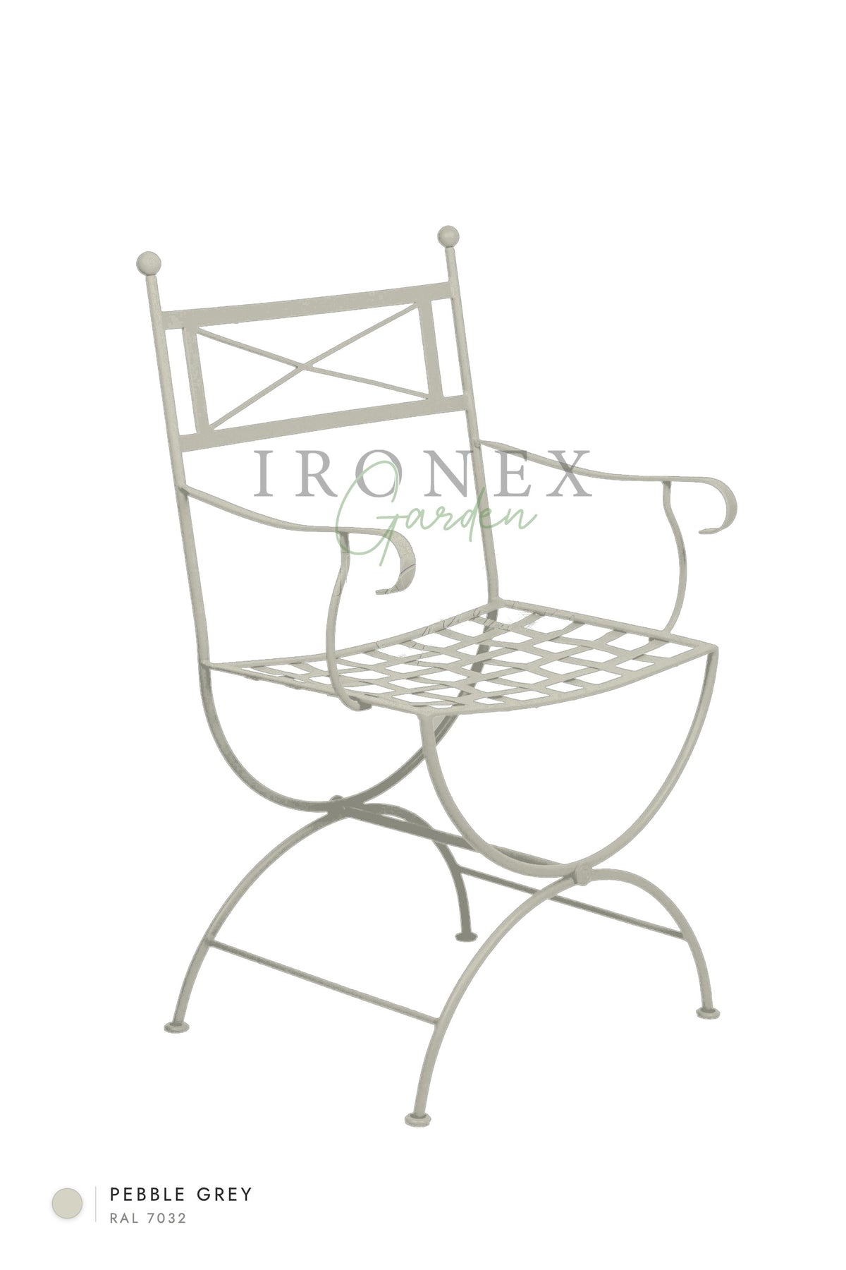 Eden Armchair in Pebble Grey RAL 7032 – hand-forged wrought iron by Ironex Garden