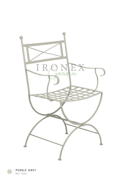 Eden Armchair in Pebble Grey RAL 7032 – hand-forged wrought iron by Ironex Garden