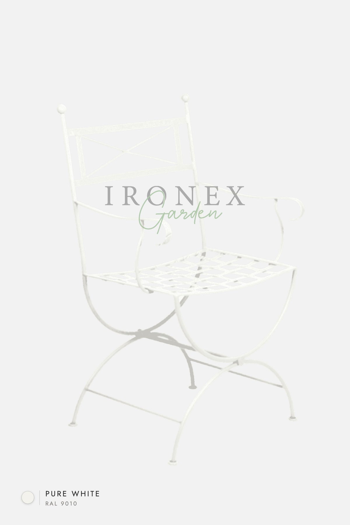 Eden Armchair in Pure White RAL 9010 – hand-forged wrought iron by Ironex Garden