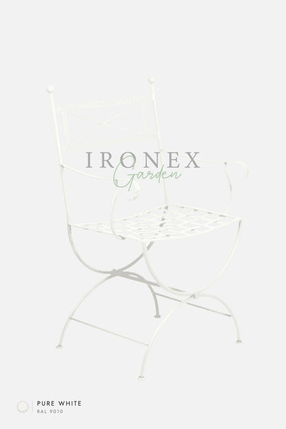 Eden Armchair in Pure White RAL 9010 – hand-forged wrought iron by Ironex Garden