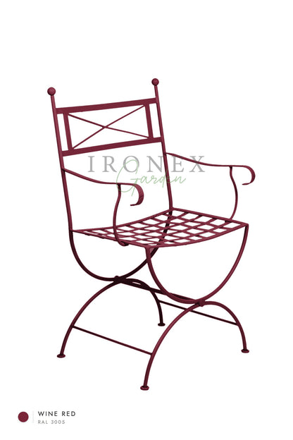 Eden Armchair in Wine Red RAL 3005 – hand-forged wrought iron by Ironex Garden