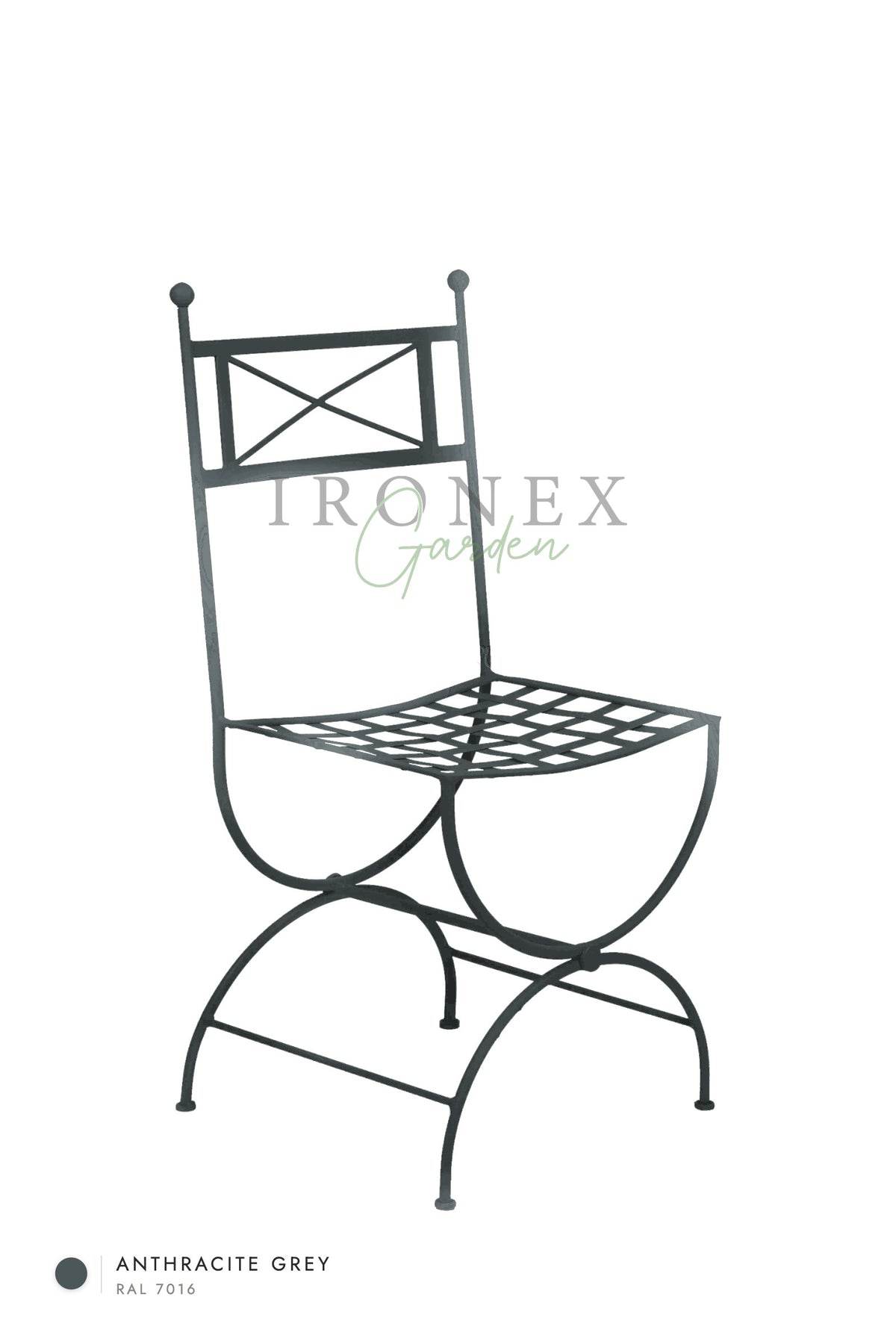Eden Chair in Anthracite Grey RAL 7016 – hand-forged wrought iron by Ironex Garden