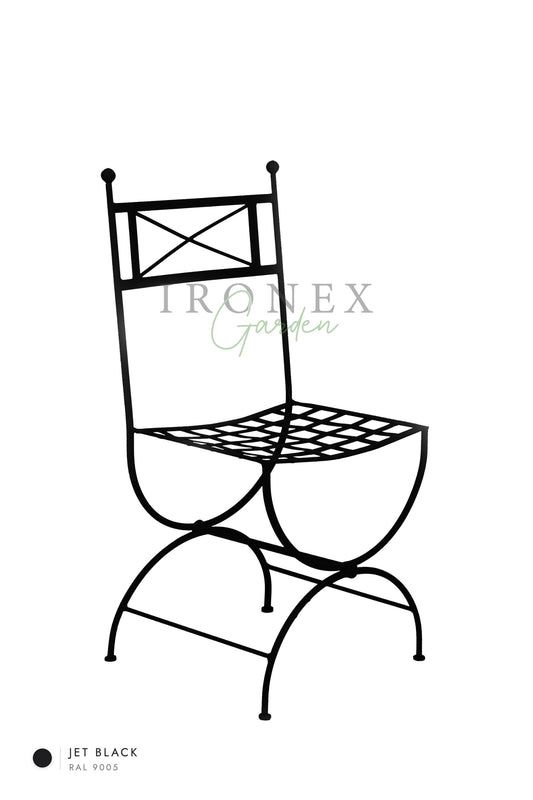 Eden Chair in Jet Black RAL 9005 – hand-forged wrought iron by Ironex Garden