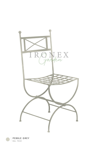 Eden Chair in Pebble Grey RAL 7032 – hand-forged wrought iron by Ironex Garden