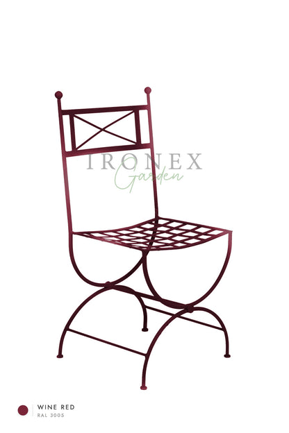 Eden Chair in Wine Red RAL 3005 – hand-forged wrought iron by Ironex Garden
