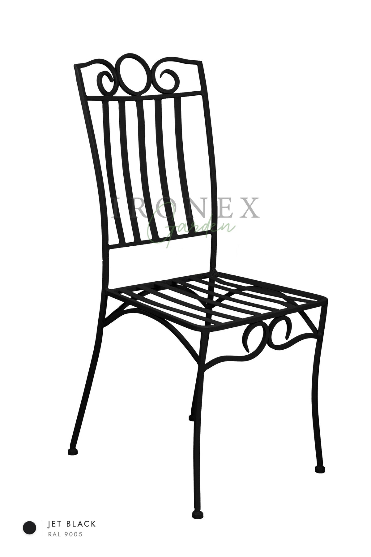 Lemon Chair in Jet Black RAL 9005 – hand-forged wrought iron by Ironex Garden