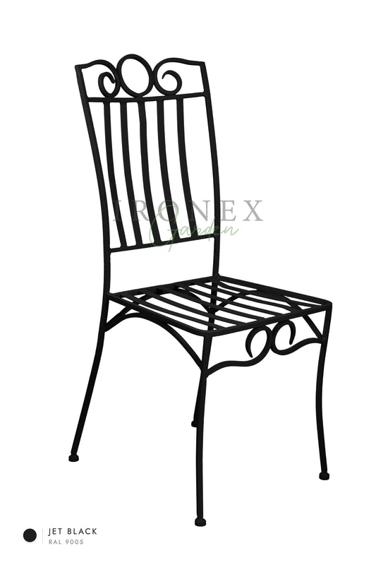 Lemon Chair in Jet Black RAL 9005 – hand-forged wrought iron by Ironex Garden