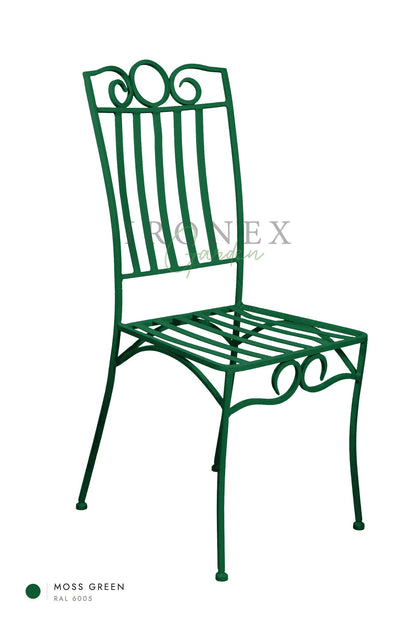 Lemon Chair in Moss Green RAL 6005 – hand-forged wrought iron by Ironex Garden