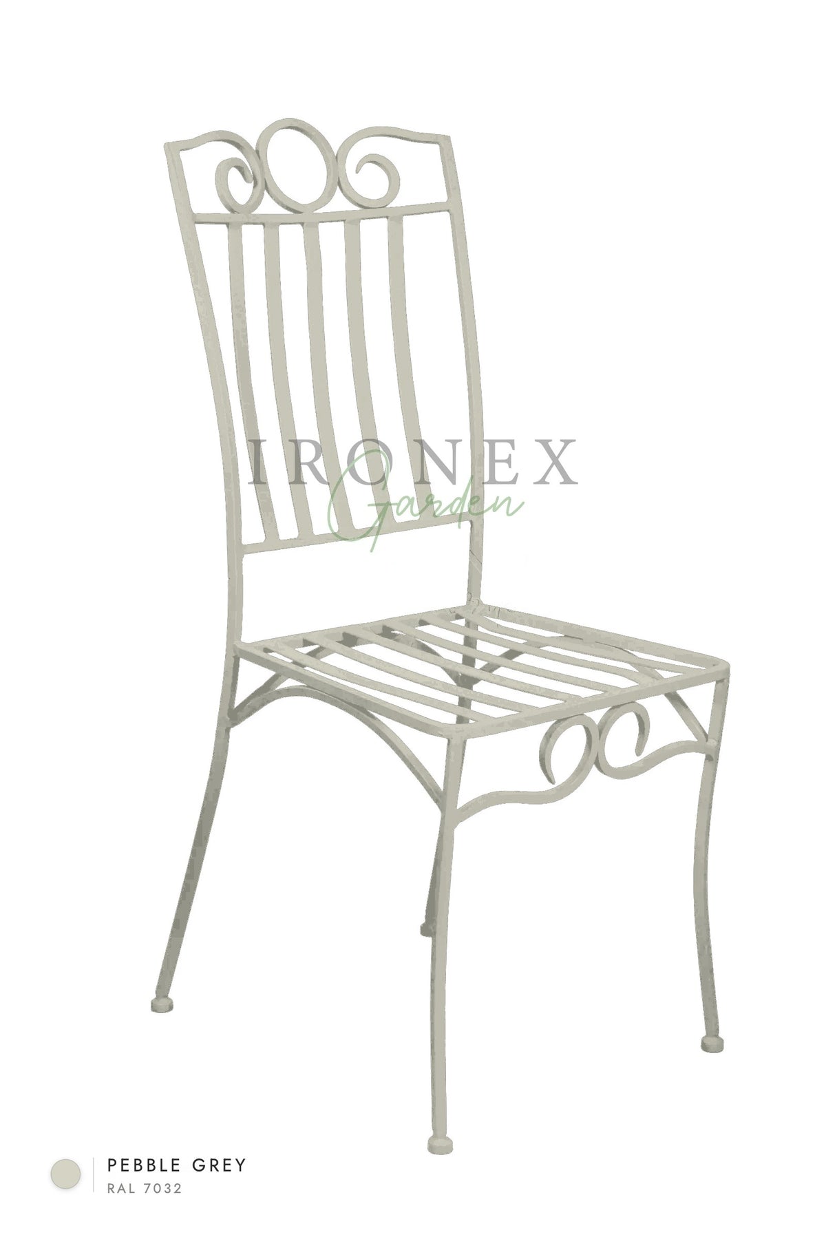 Lemon Chair in Pebble Grey RAL 7032 – hand-forged wrought iron by Ironex Garden