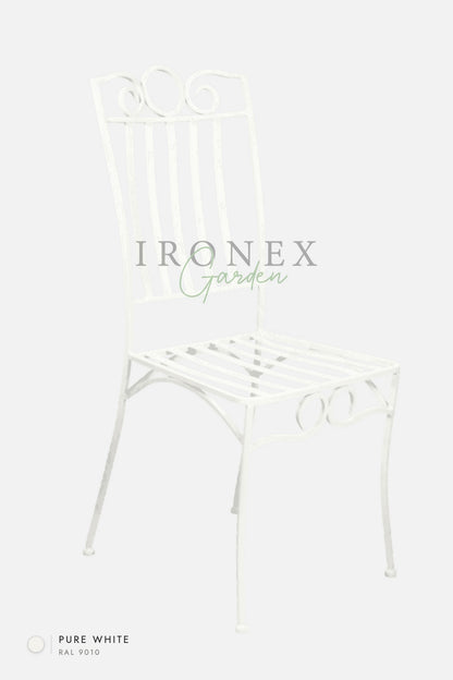 Lemon Chair in Pure White RAL 9010 – hand-forged wrought iron by Ironex Garden