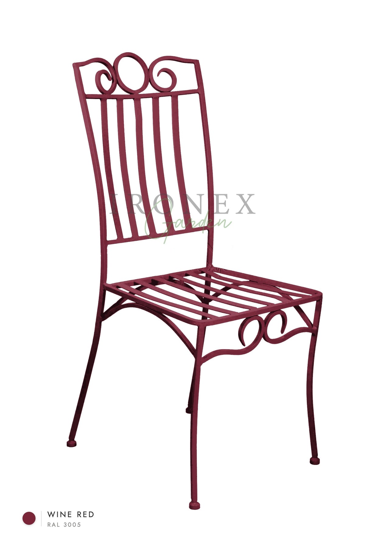 Lemon Chair in Wine Red RAL 3005 – hand-forged wrought iron by Ironex Garden