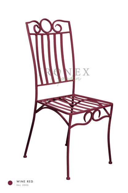 Lemon Chair in Wine Red RAL 3005 – hand-forged wrought iron by Ironex Garden