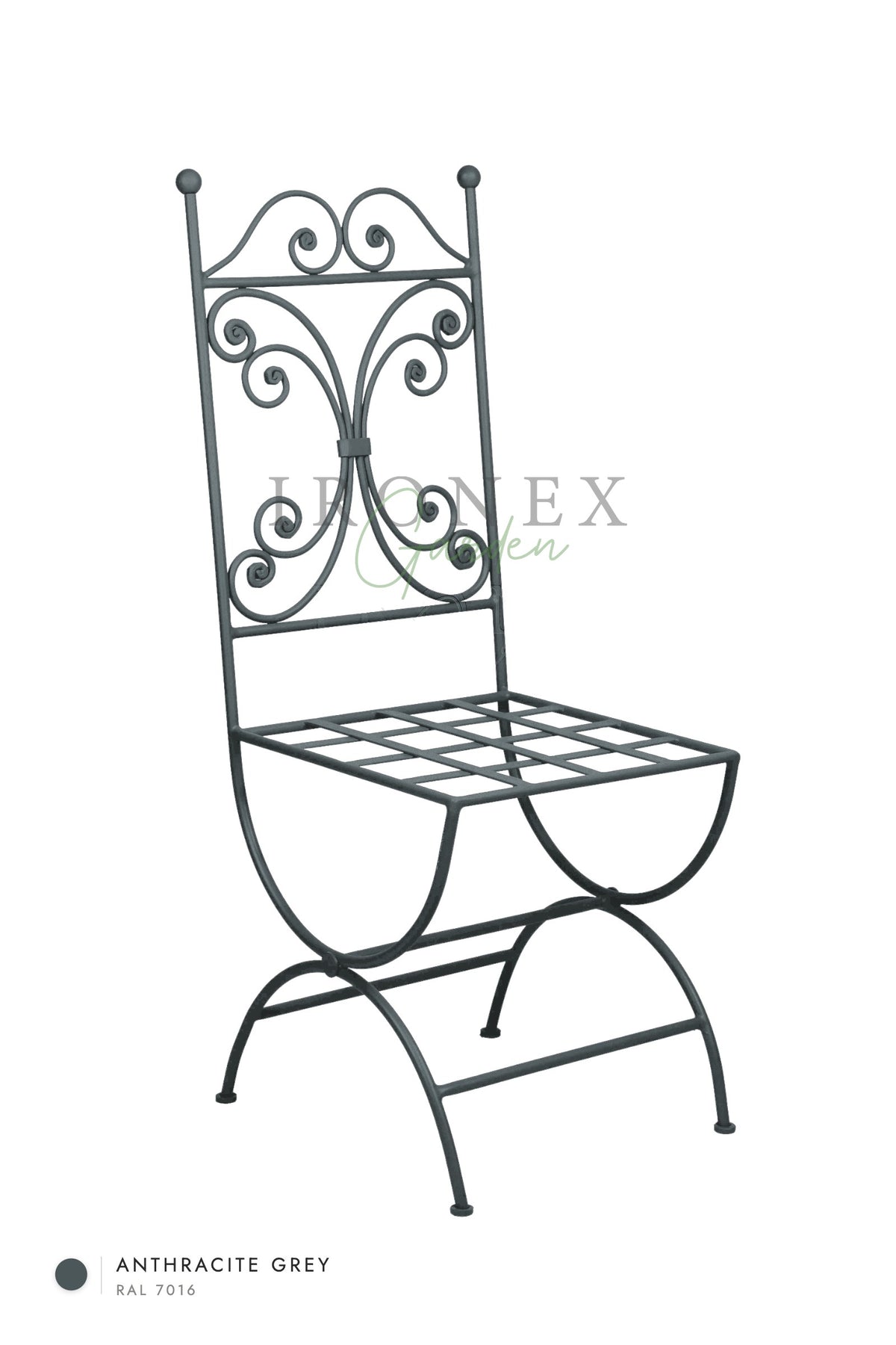 Lily Chair in Anthracite Grey RAL 7016 – hand-forged wrought iron by Ironex Garden