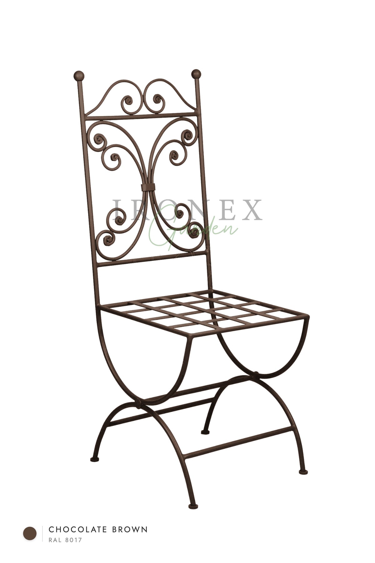Lily Chair in Chocolate Brown RAL 8017 – hand-forged wrought iron by Ironex Garden