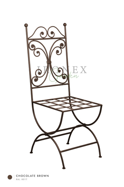 Lily Chair in Chocolate Brown RAL 8017 – hand-forged wrought iron by Ironex Garden