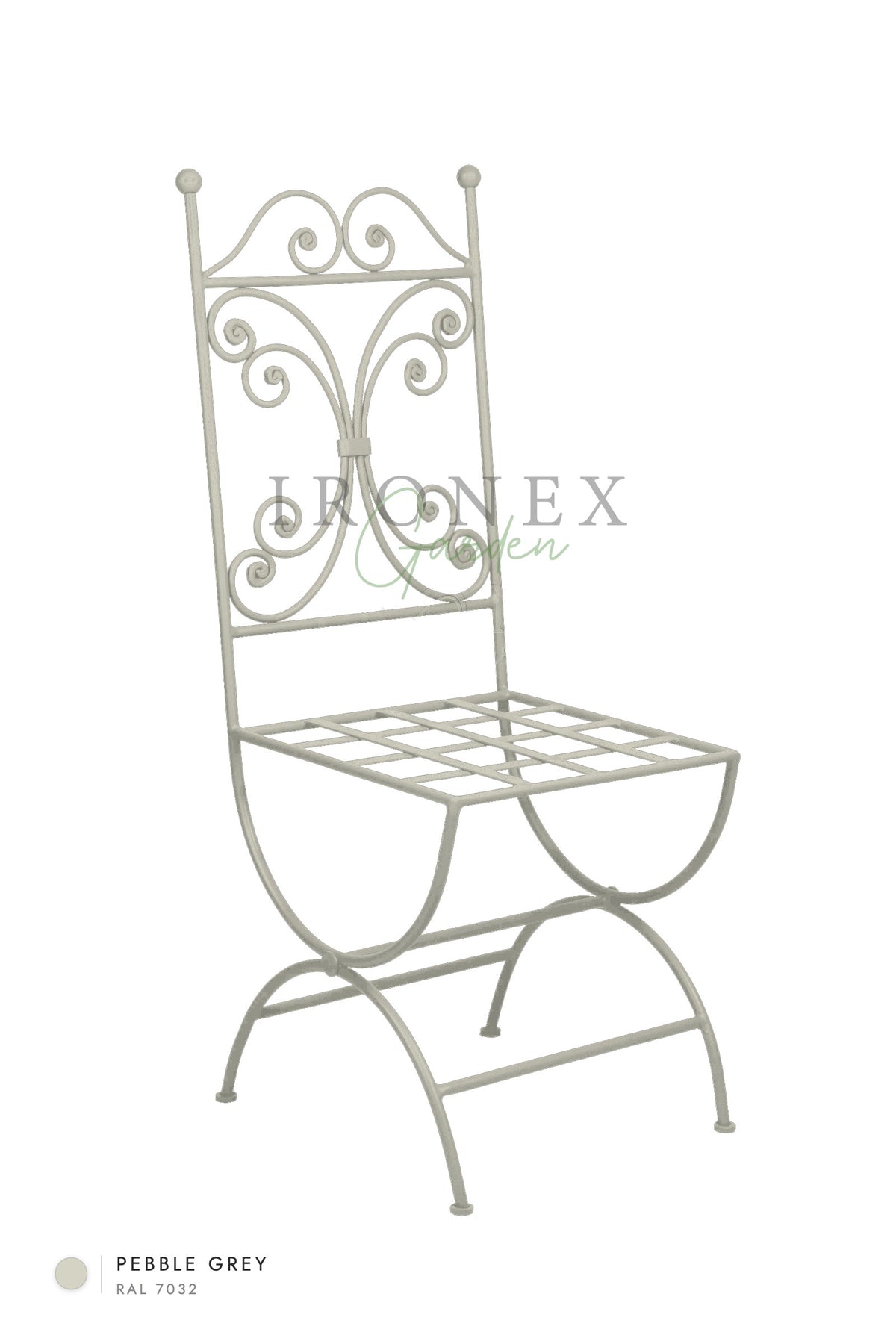 Lily Chair in Pebble Grey RAL 7032 – hand-forged wrought iron by Ironex Garden