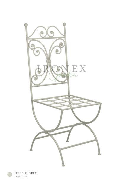 Lily Chair in Pebble Grey RAL 7032 – hand-forged wrought iron by Ironex Garden