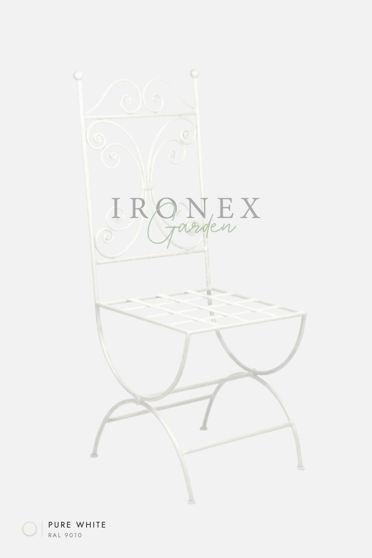 Lily Chair in Pure White RAL 9010 – hand-forged wrought iron by Ironex Garden