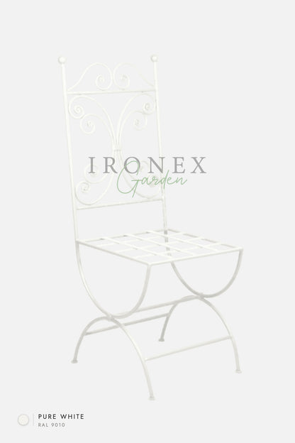 Lily Chair in Pure White RAL 9010 – hand-forged wrought iron by Ironex Garden