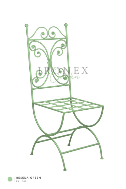 Lily Chair in Reseda Green RAL 6011 – hand-forged wrought iron by Ironex Garden