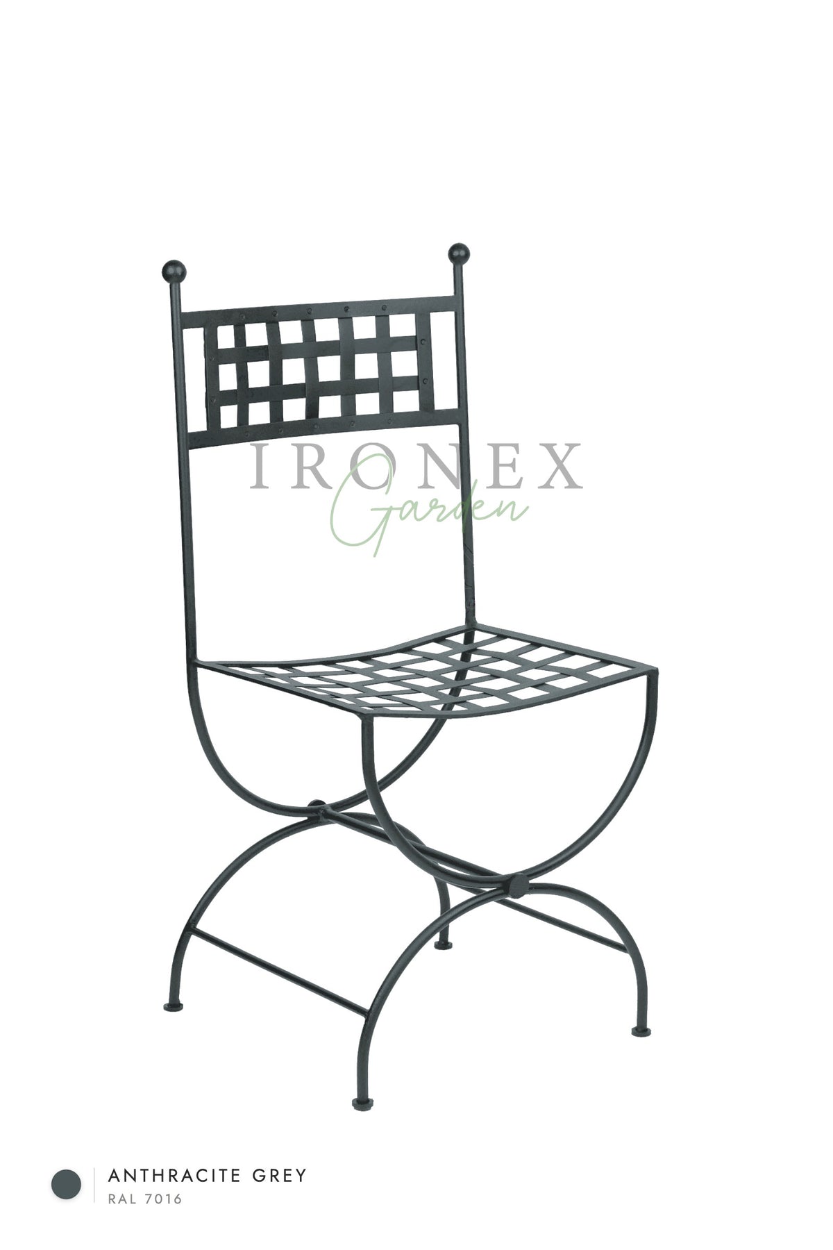 Milan Chair in Anthracite Grey RAL 7016 – hand-forged wrought iron by Ironex Garden