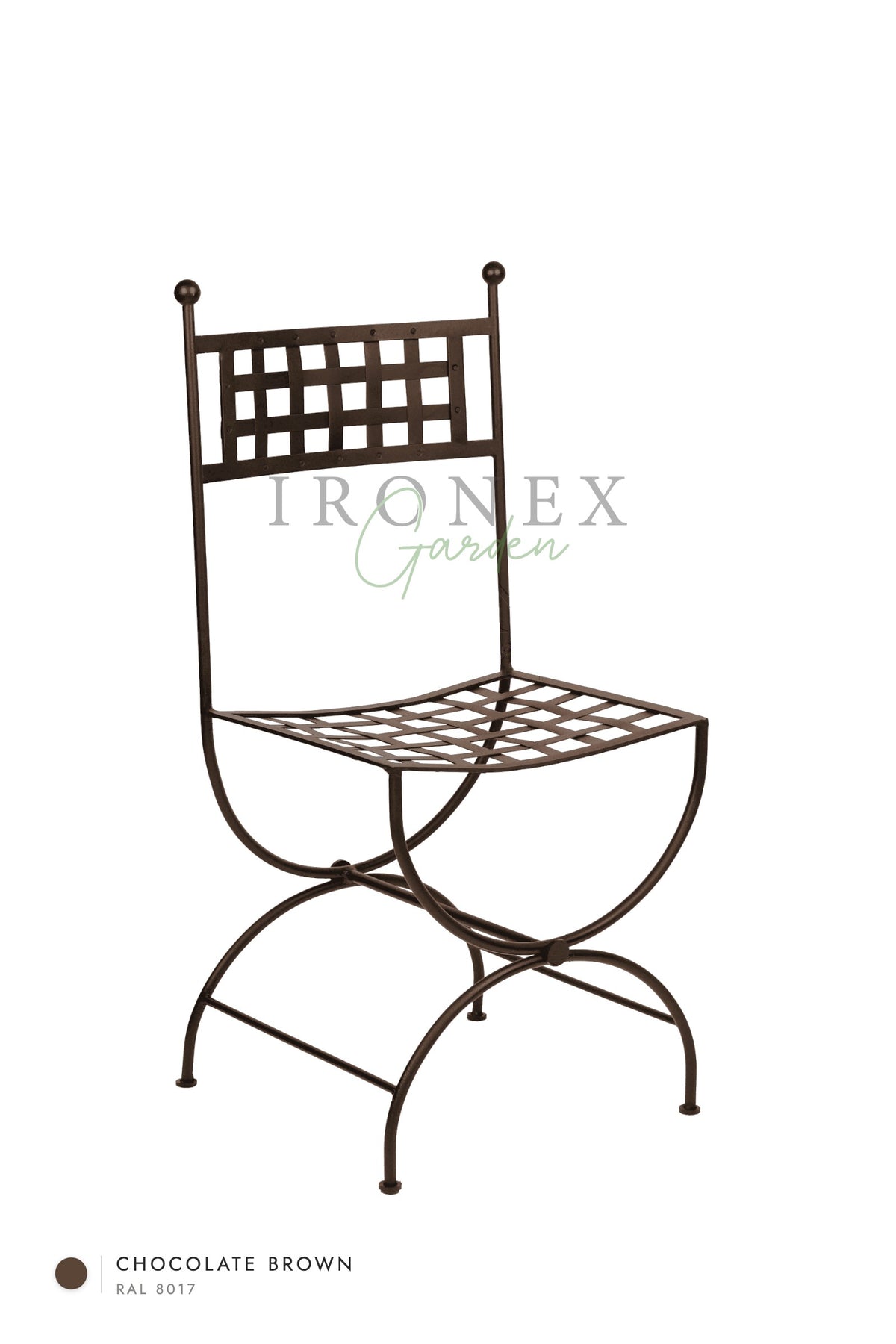 Milan Chair in Chocolate Brown RAL 8017 – hand-forged wrought iron by Ironex Garden
